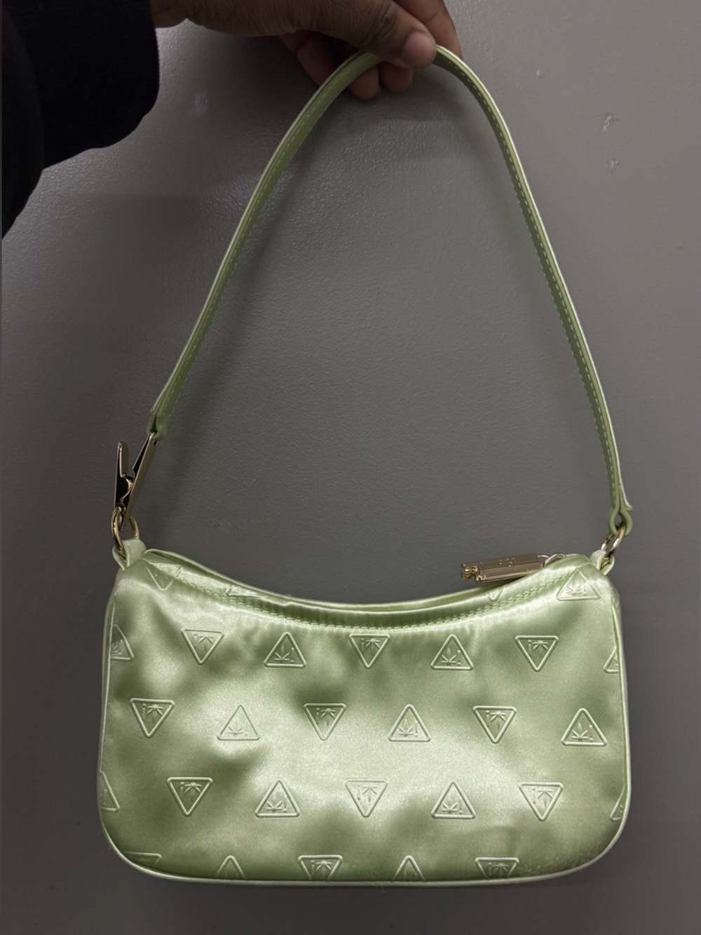 Edie Parker Mint Green Satin Shoulder Weedie Bag Womens Designer Handbag
